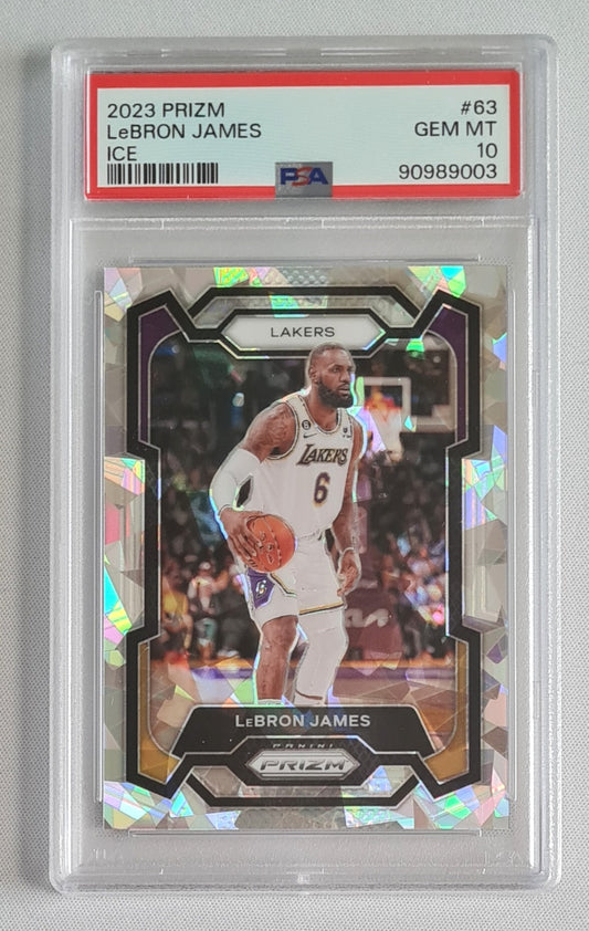 LeBron James - 2023 Panini Prizm Silver Ice PSA 10 #63 Los Angeles Lakers