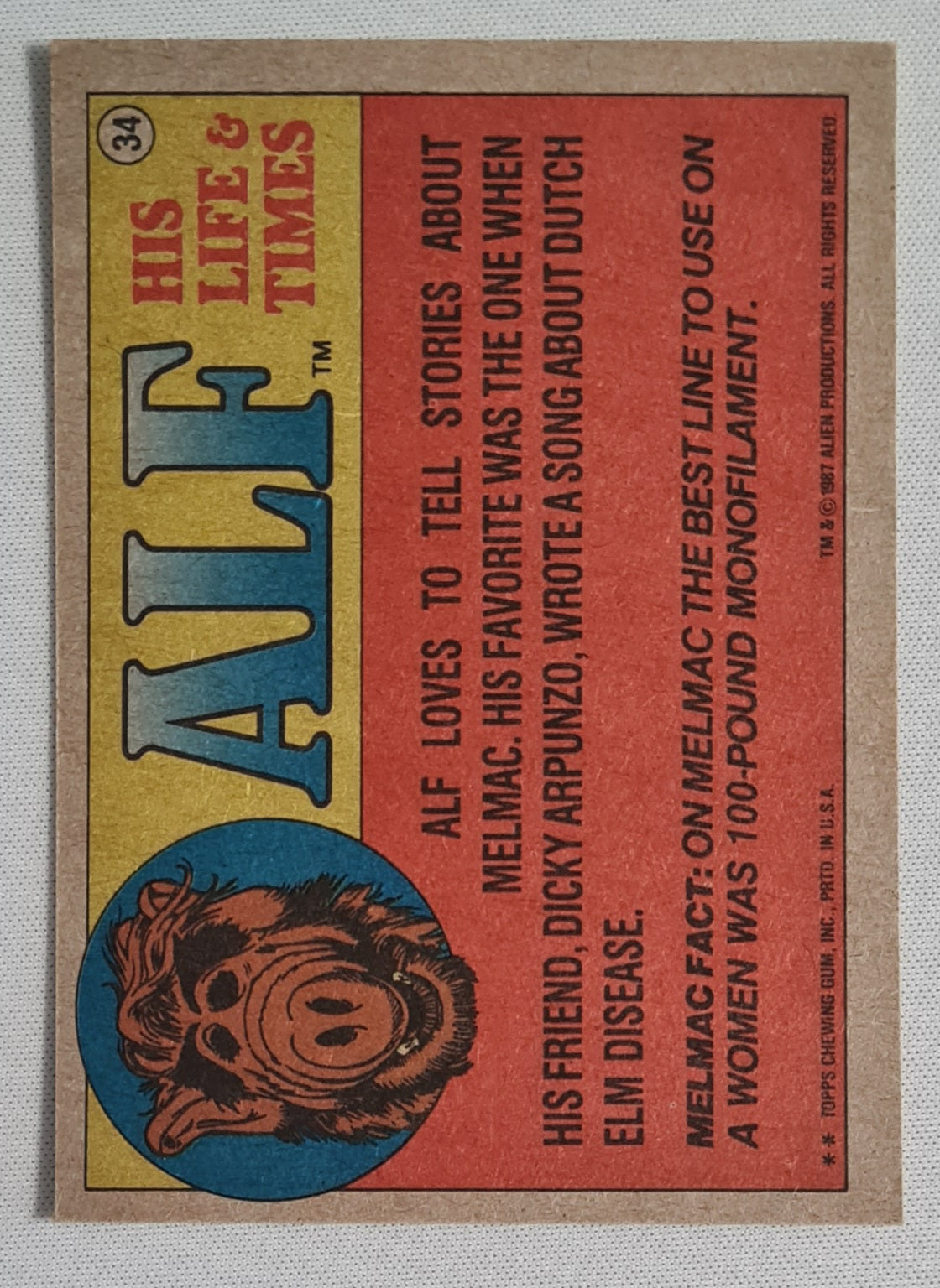 Alf "What a shame" - 1987 Topps #34