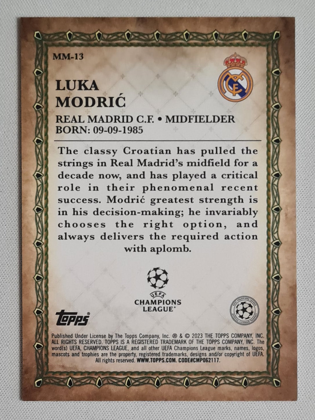 Luka Modrić - 2022/23 Topps Merlin UEFA Soccer Merlin's Masters #MM-13 Real Madrid C.F.