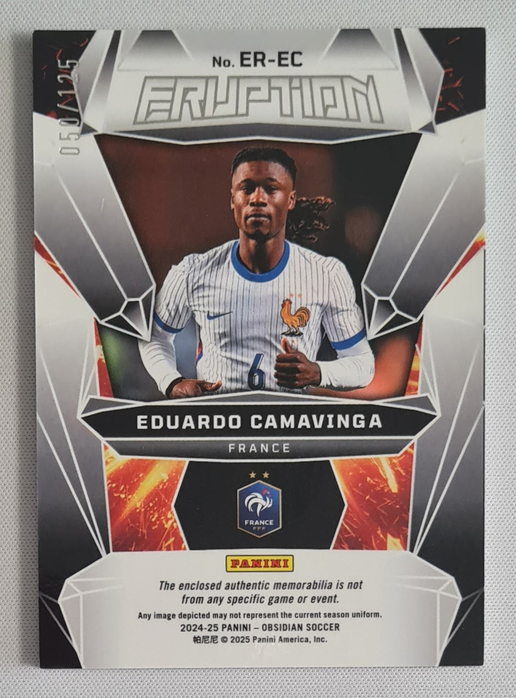 Eduardo Camavinga - 2024/25 Panini Obsidian Eruption Patch /125 #ER-EC France