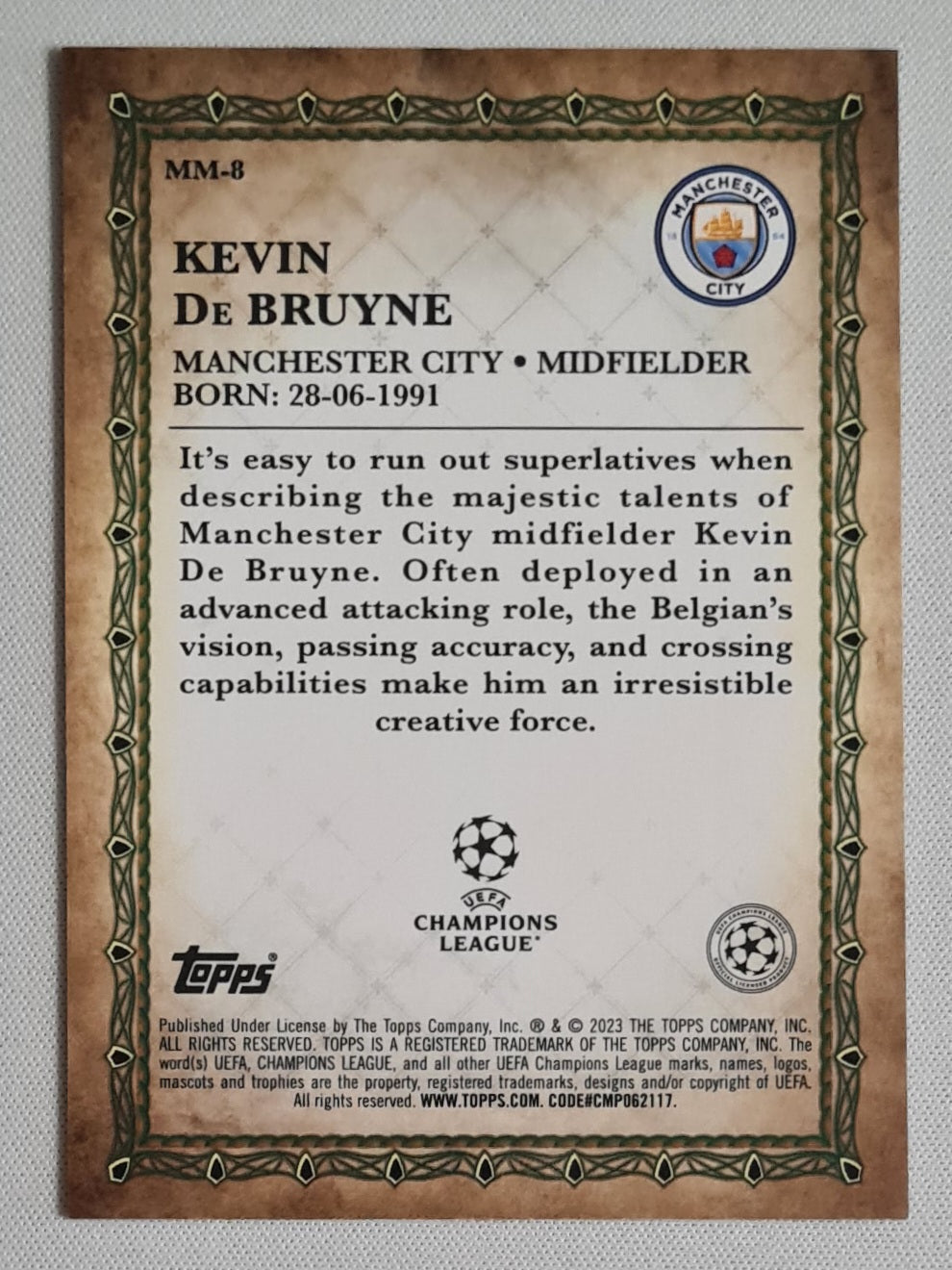 Kevin De Bruyne - 2022/23 Topps Merlin UEFA Soccer Merlin's Masters #MM-8 Manchester City