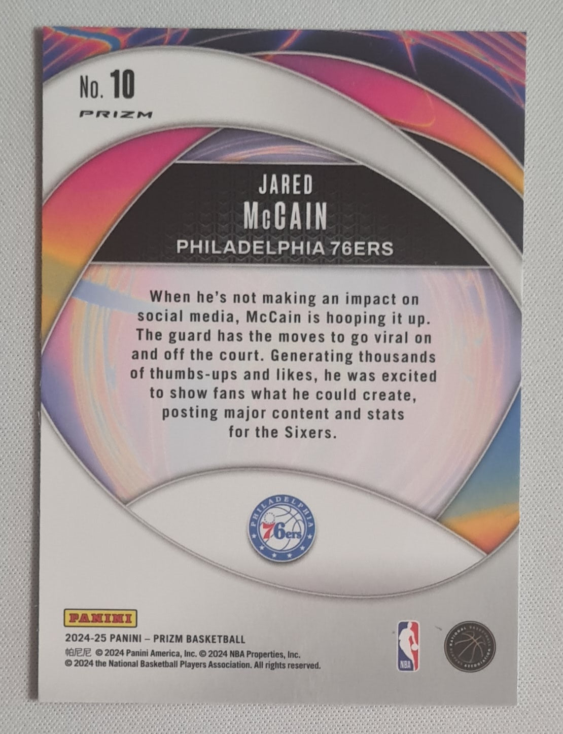 Jared McCain - 2024 Panini Prizm Basketball Instant Impact Green Prizm #10 Philadelphia 76ers