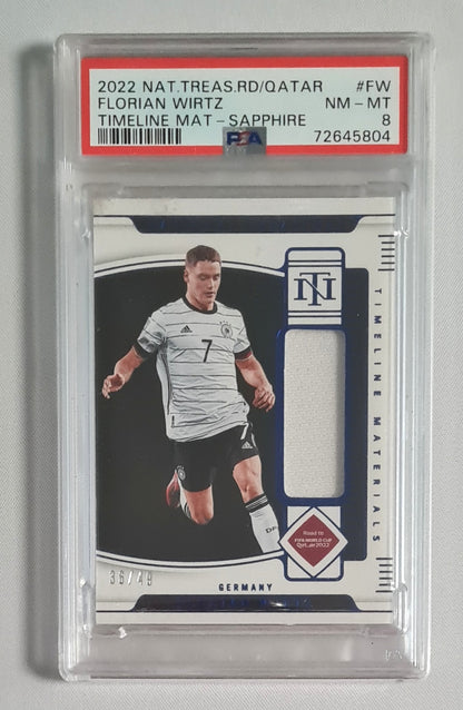 Florian Wirtz - 2022 National Treasures Road to Qatar Timeline Mat Sapphire /49 Patch PSA 8 #FW Germany