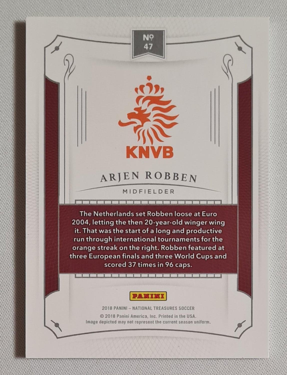 Arjen Robben - 2018 Panini National Treasures /50 #47 Netherlands