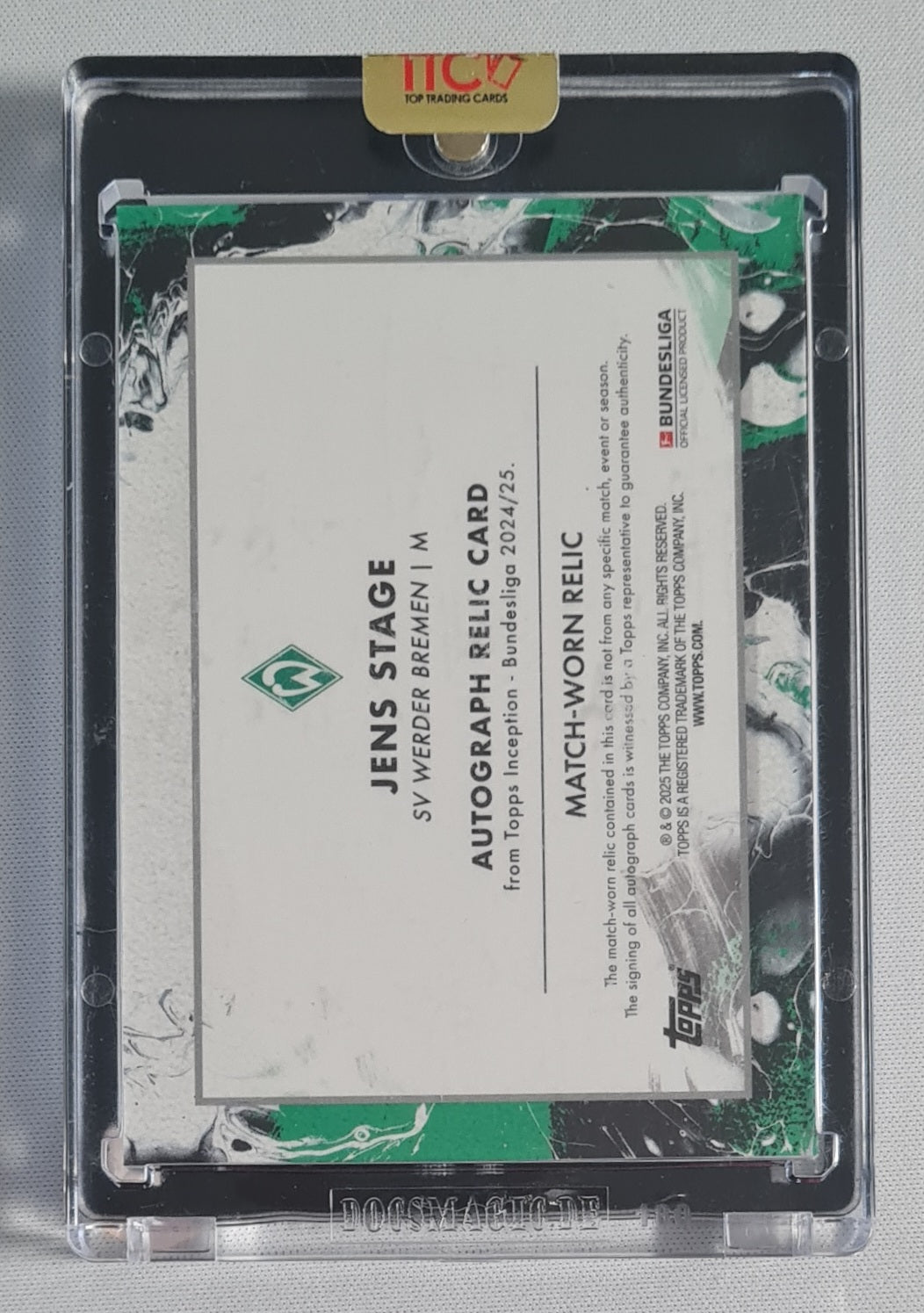 Jens Stage - 2024 Topps Bundesliga Inception Auto Relic /10 Werder Bremen