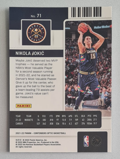 Nikola Jokic - 2021/22 Panini Contenders Optic Season Ticket #71 Denver Nuggets
