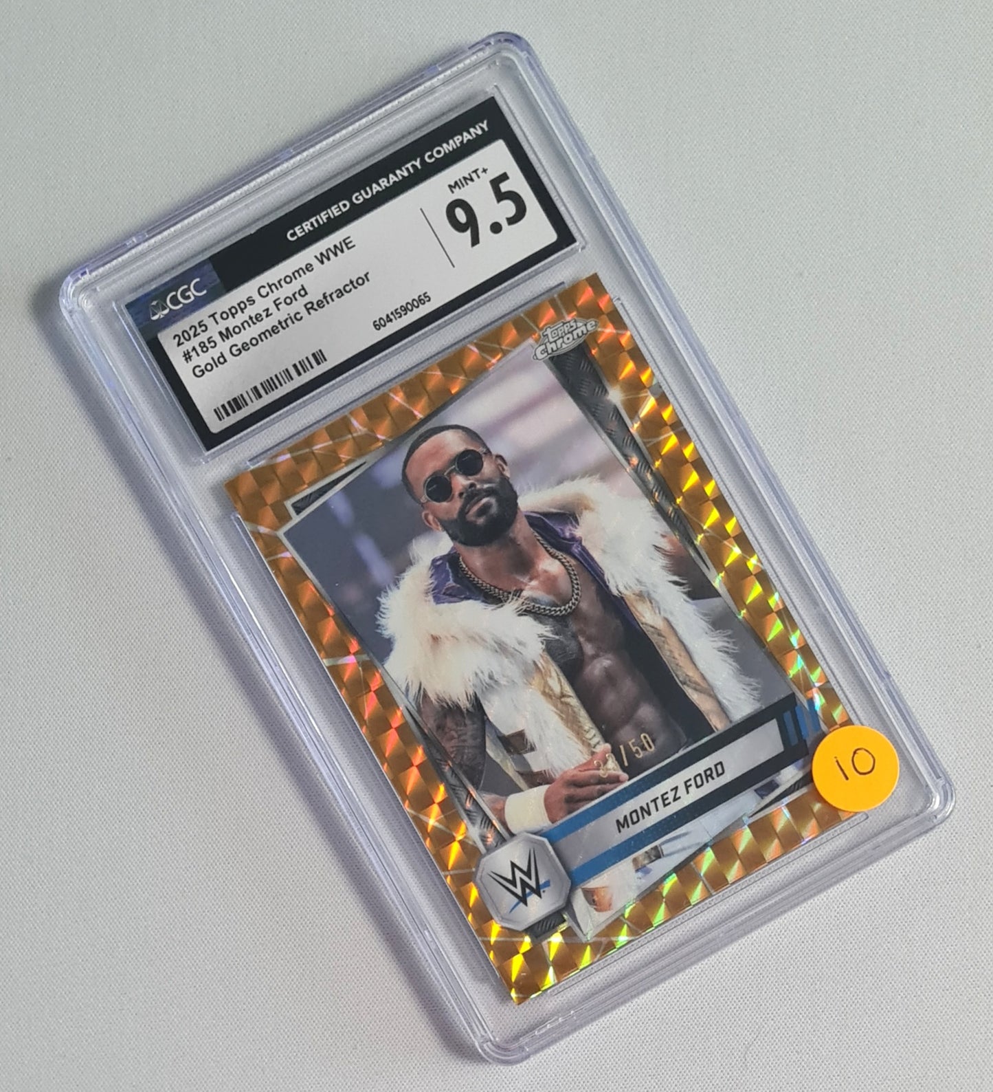 Montez Ford - 2025 Topps Chrome WWE Gold Geometric Refractor /50 CGC 9.5 #185