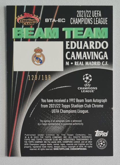 Eduardo Camavinga - 2021/22 Topps Stadium Club Chrome UCL Beam Team Auto /199 #BTA-EC Real Madrid CF