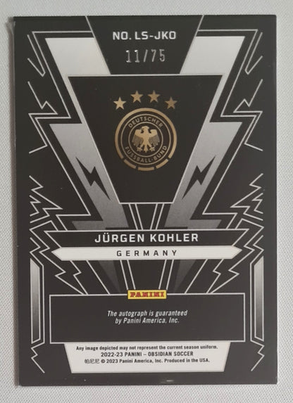 Jurgen Kohler - 2022/23 Panini Obsidian Lightning Strike Auto /75 #LS-JKO Germany