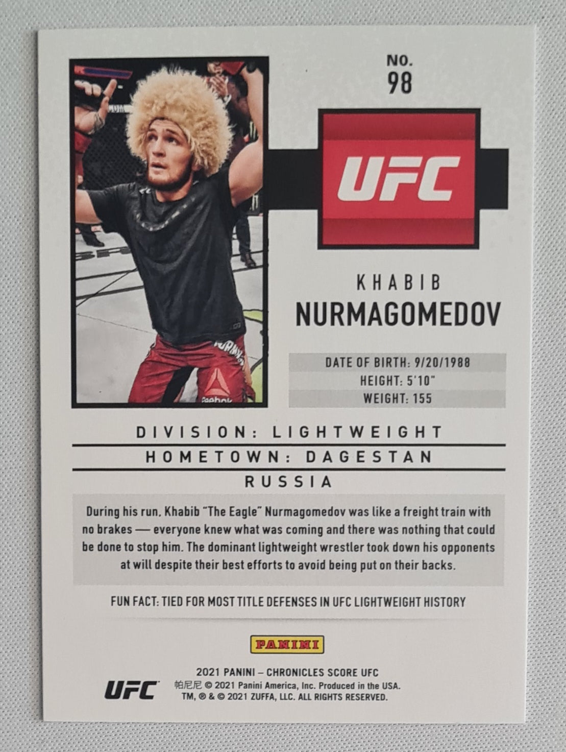 Khabib Nurmagomedov - 2021 Panini Chronicles Score UFC #98