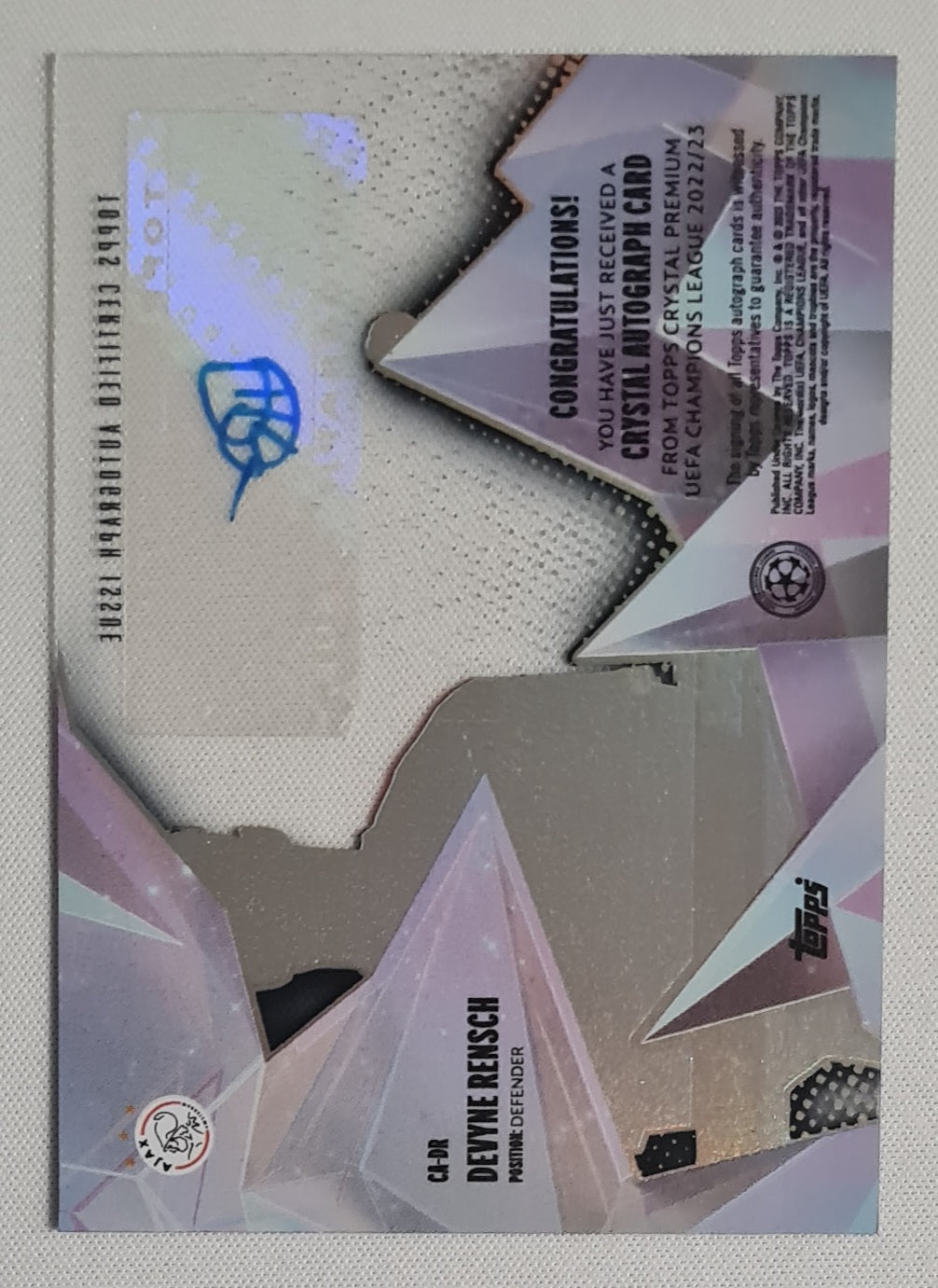Devyne Rensch - 2022/23 Topps Crystal Premium UCL Crystal Auto #CA-DR AFC Ajax