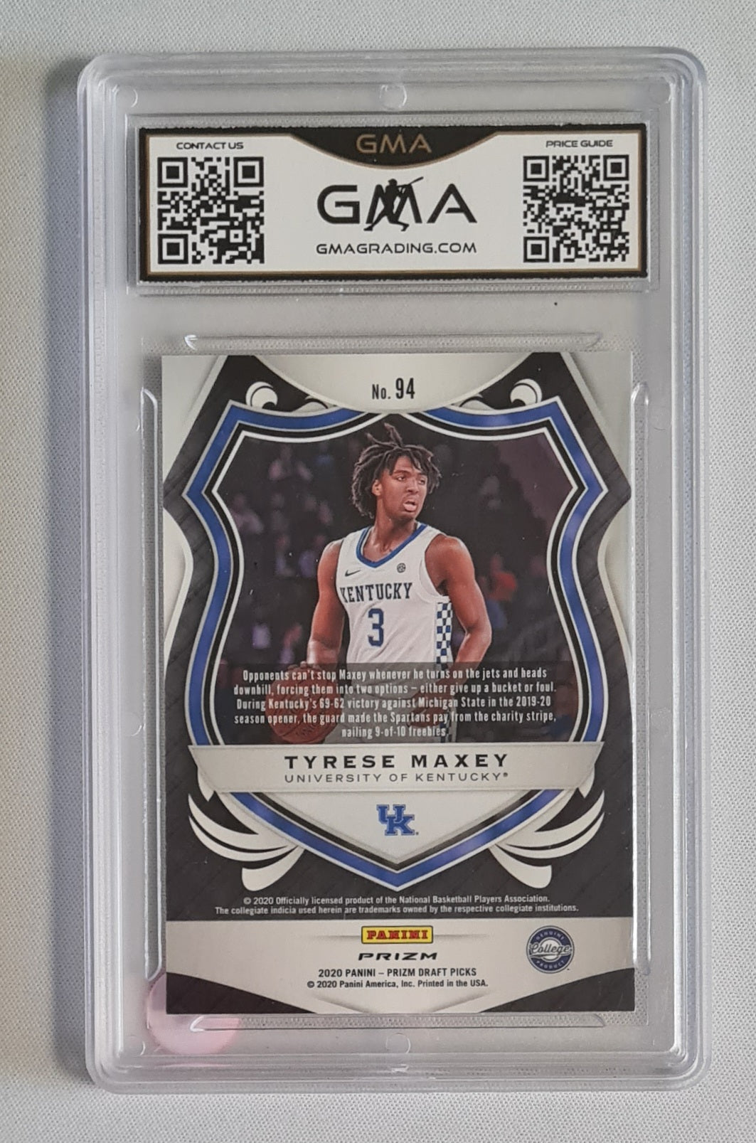 Tyrese Maxey - 2020 Panini Prizm Draft Picks Crusade Red Ice Prizm GMA 10 #94 Kentucky