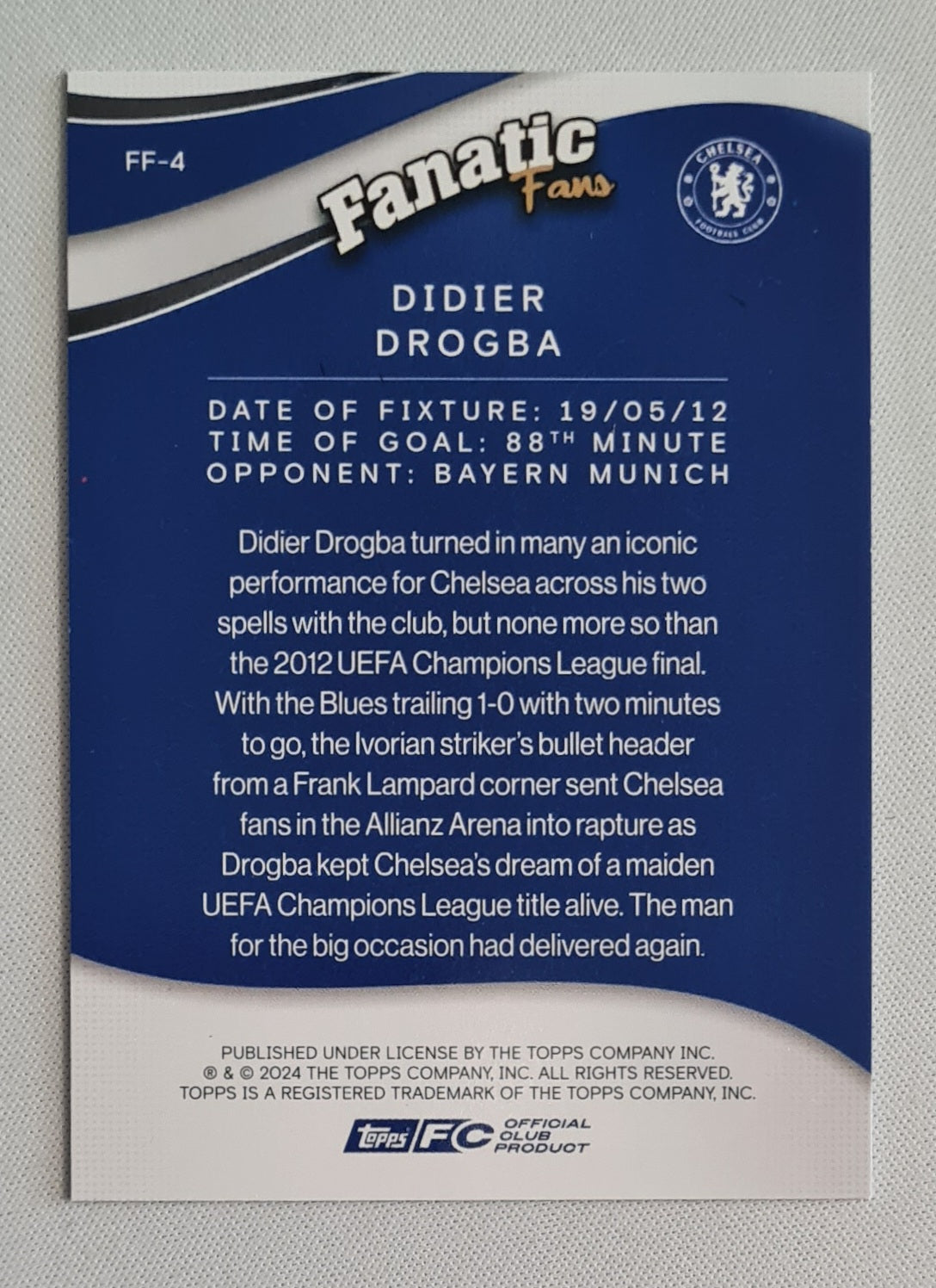 Didier Drogba - 2024 Topps Chelsea Team Set Fanatic Fans /125 #FF-4