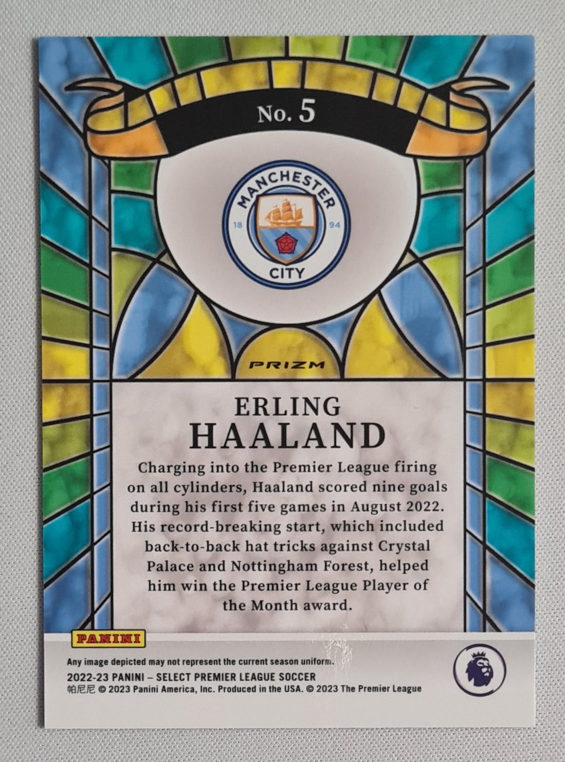Erling Haaland - 2022-23 Panini Select Premier League Stained Glass #5 Manchester City