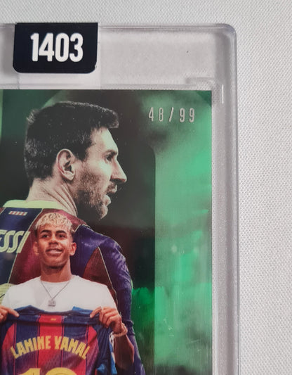 Lamine Yamal - 2025 Topps Now The Legacy Lives On (Lionel Messi) Green /99 #2 FC Barcelona