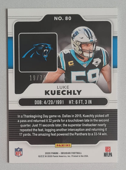 Luke Kuechly - 2020 Panini Obsidian Orange /75 #80 Carolina Panthers