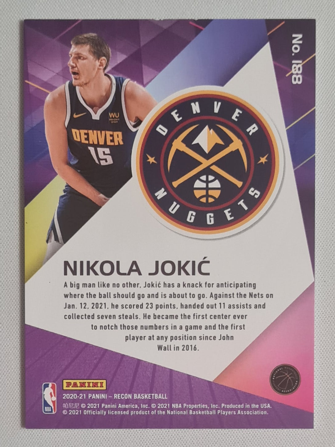 Nikola Jokic - 2020/21 Panini Recon Basketball /199 #188 Denver Nuggets