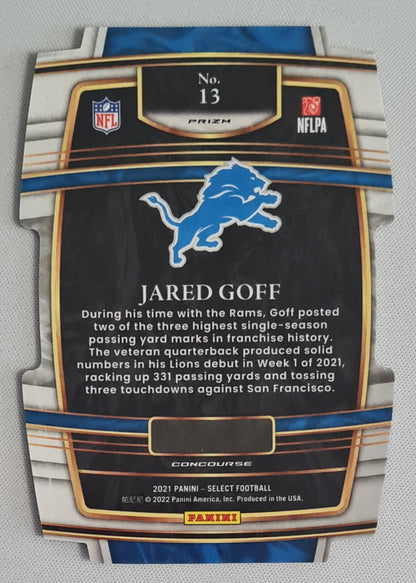 Jared Goff - 2021 Panini Select Red Blue Concouse Die Cut #13 Detroit Lions