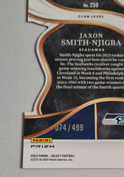 Jaxon Smith Njigba - 2023 Panini Select Neon Green Prizm Club #259 Seattle Seahawks