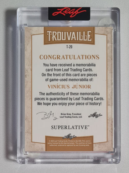Vinicius Jr - 2023 Leaf Trouvaille Superlative Patch /4 #T-20 Brazil