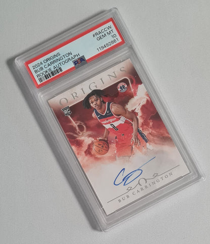 Bub Carrington - 2024 Panini Origins Rookie Autograph PSA 10 #RACCW Washington Wizards