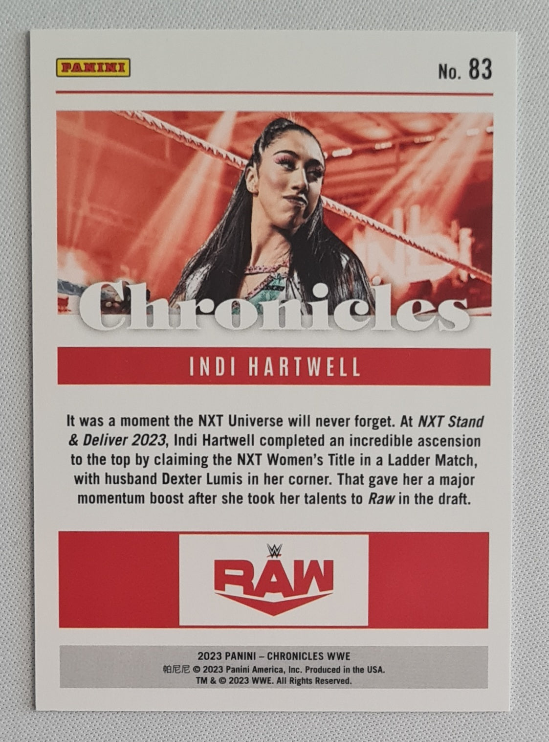 Indi Hartwell - 2023 Panini Chronicles WWE Red /199 #83