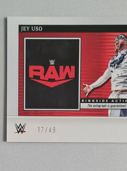 Jey Uso - 2024 Panini Select Ringside Action Signatures Blue Prizm /49 #RA-JYU