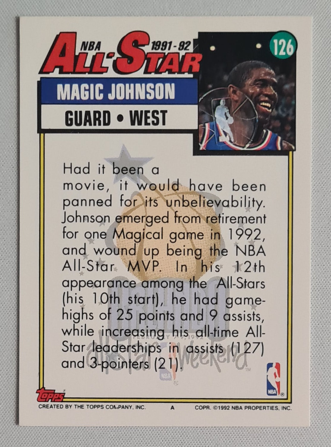 Magic Johnson - 1991 Topps All Star NBA #126 West