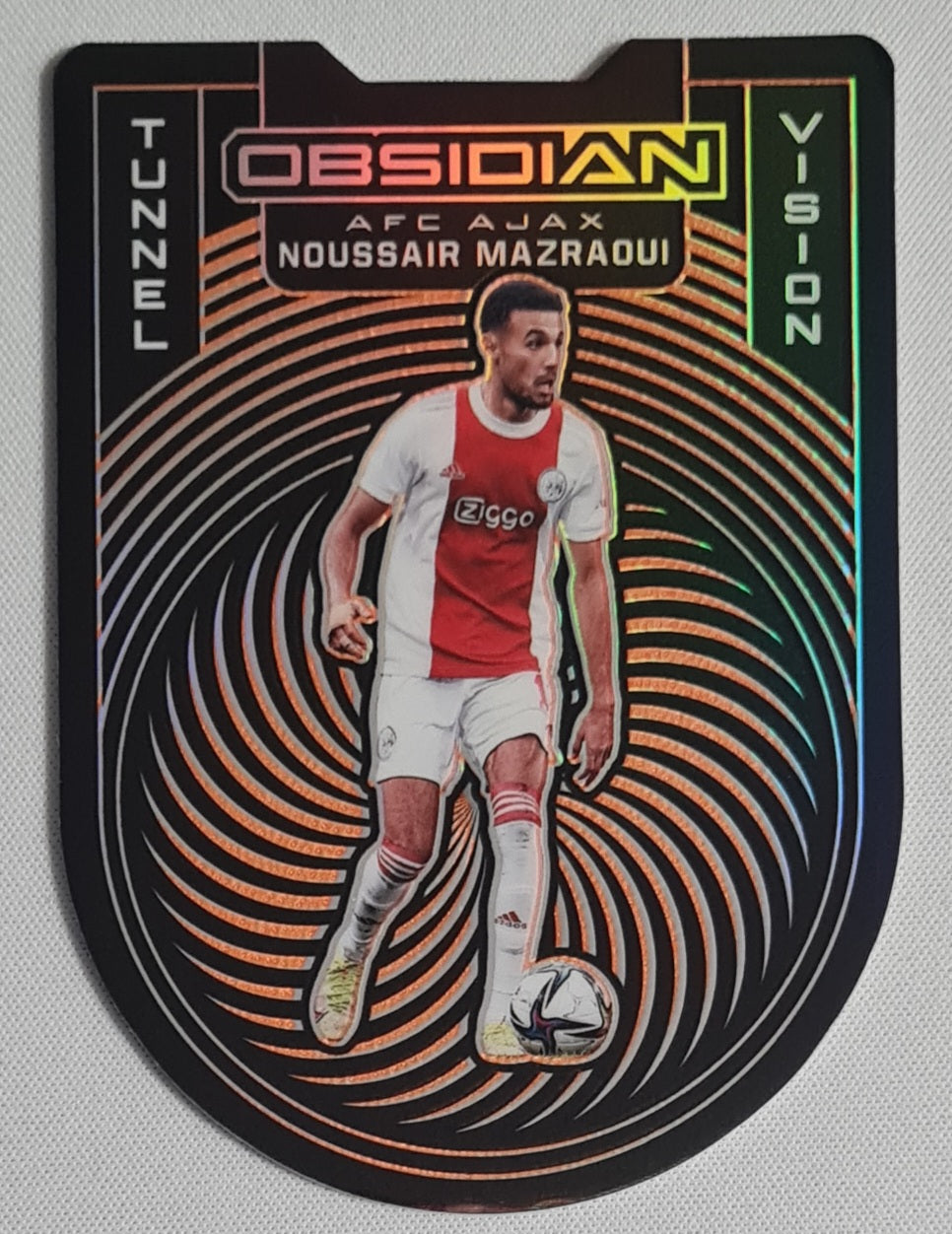 Noussair Mazraoui - 2021/22 Panini Obsidian Soccer Tunnel Vision Orange /30 #5 AFC Ajax