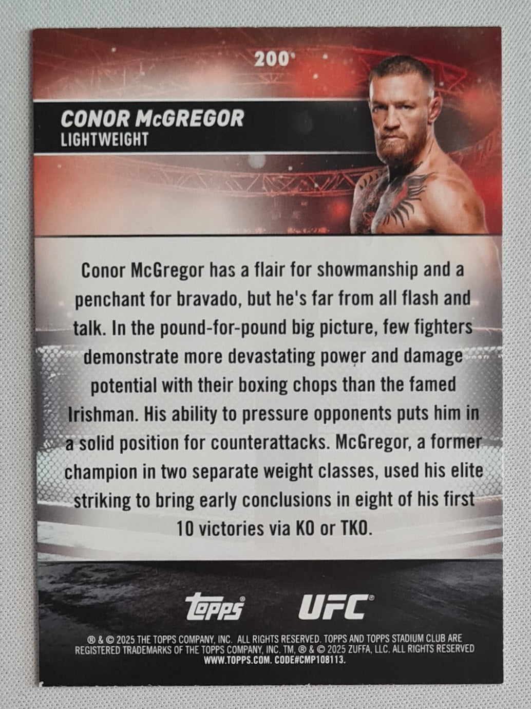 Conor McGregor - 2025 Topps Stadium Club UFC Red #200