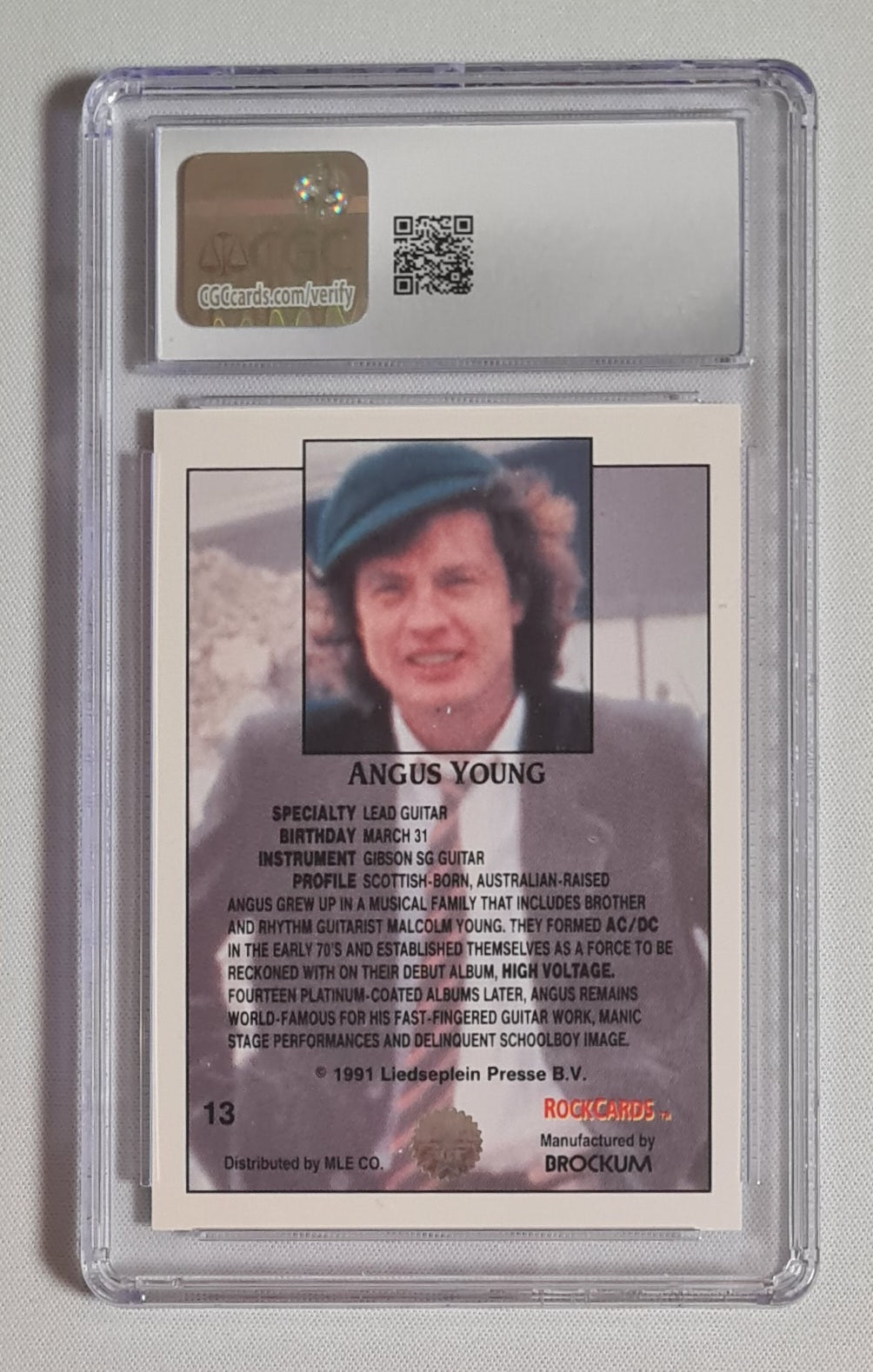 Angus Young AC/DC - 1991 Brockum Rock Cards CGC 10 #13