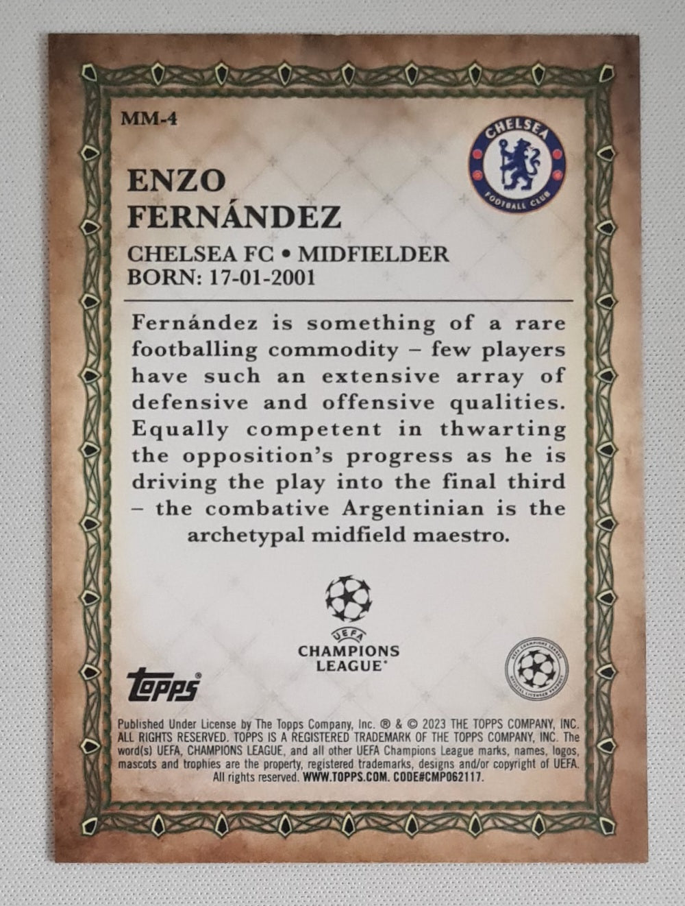 Enzo Fernández - 2022/23 Topps Merlin UEFA Soccer Merlin's Masters #MM-4 Chelsea FC