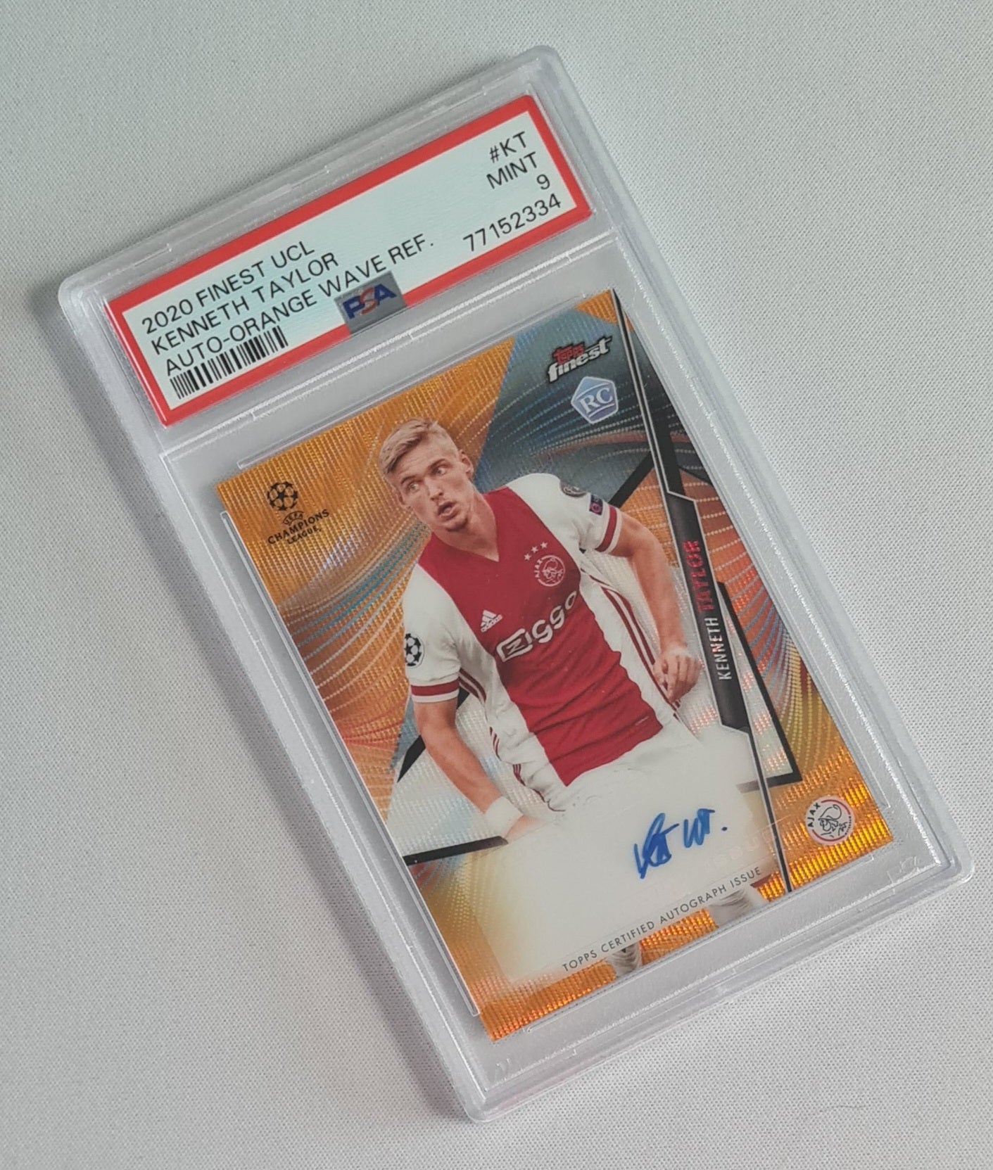 Kenneth Taylor - 2020 Topps Finest UCL Orange Wave Auto /25 Rookie Card PSA 10 #KT AFC Ajax