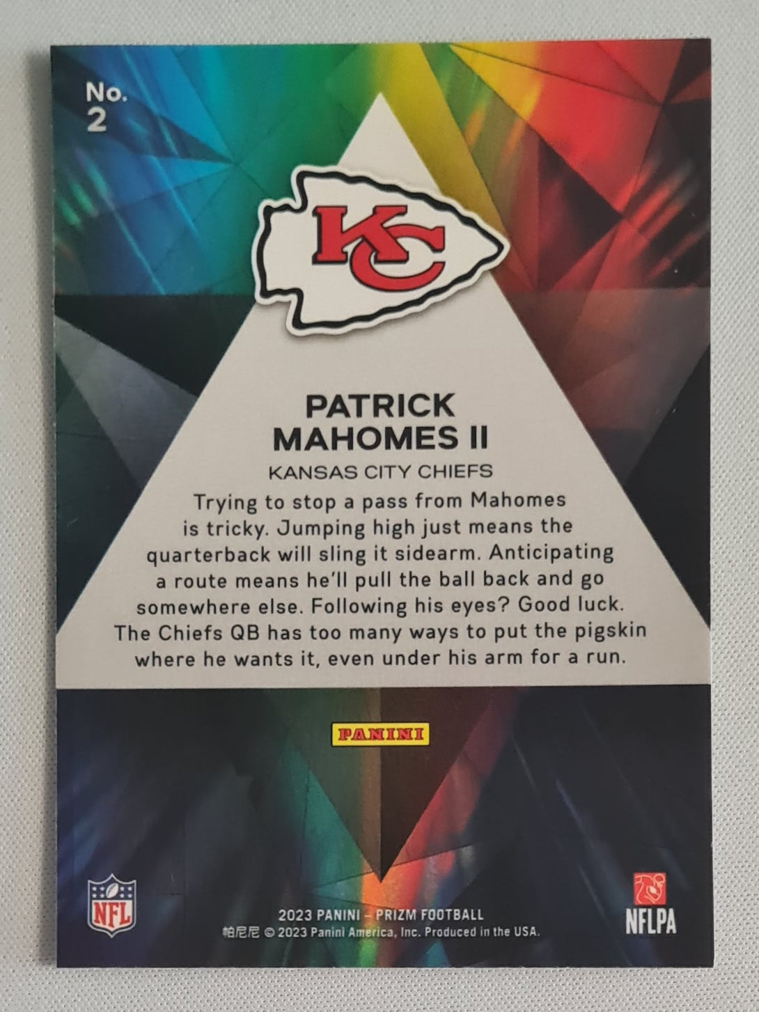 Patrick Mahomes II - 2023 Panini Prizm Prizmatic #2 Kansas City Chiefs