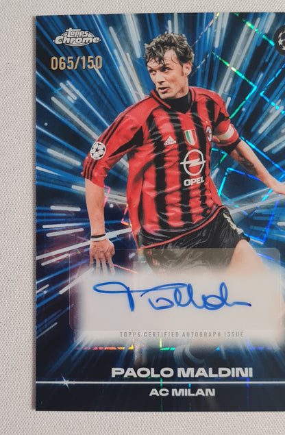 Paolo Maldini - 2025/26 Topps Chrome UCC Black Lazer Auto /150 #BLA-PM AC Milan