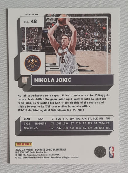 Nikola Jokic - 2022/23 Panini Donruss Optic Purple Shock Prizm #48 Denver Nuggets
