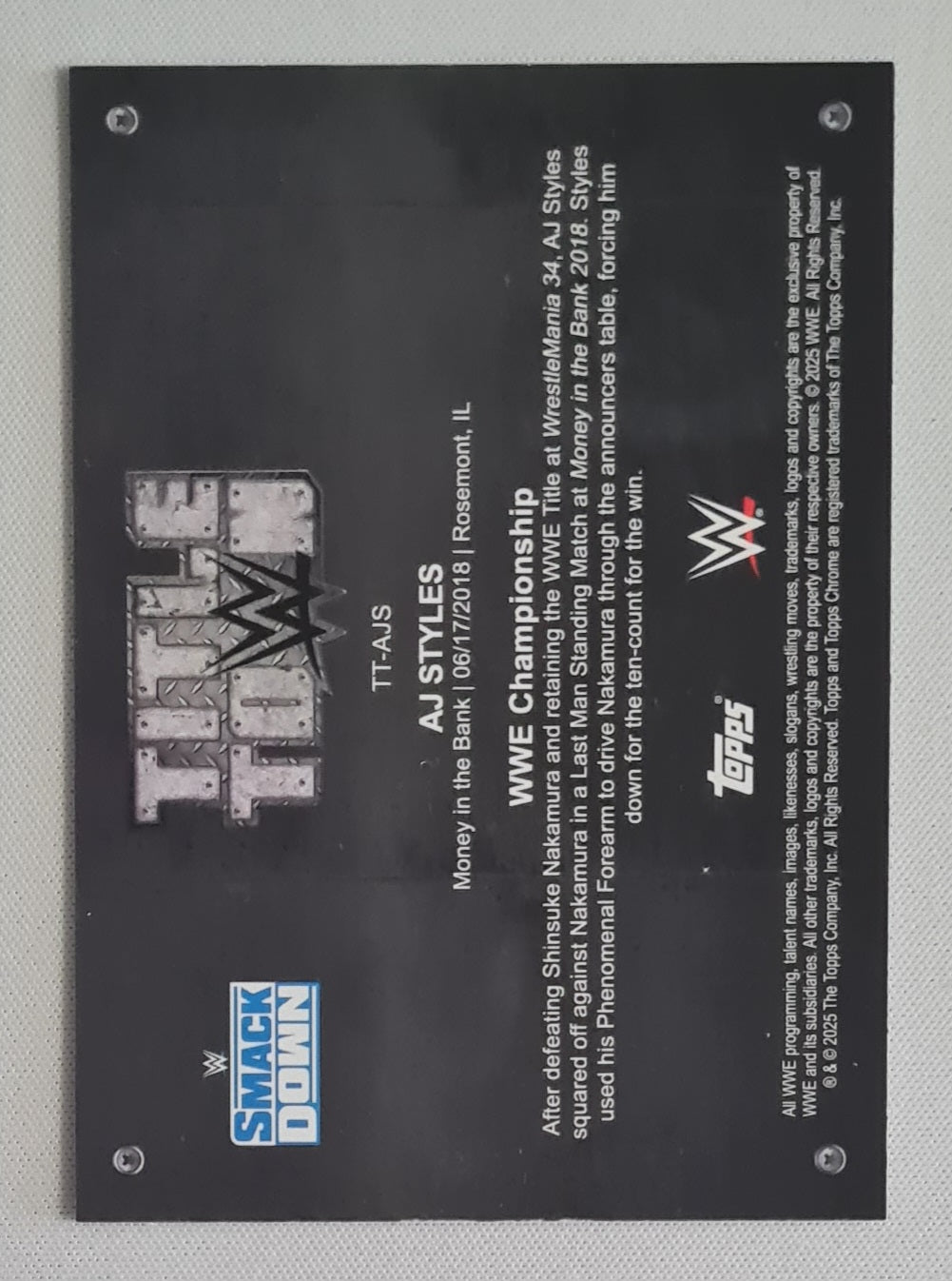 AJ Styles - 2025 Topps Chrome WWE Title Town #TT-AJS