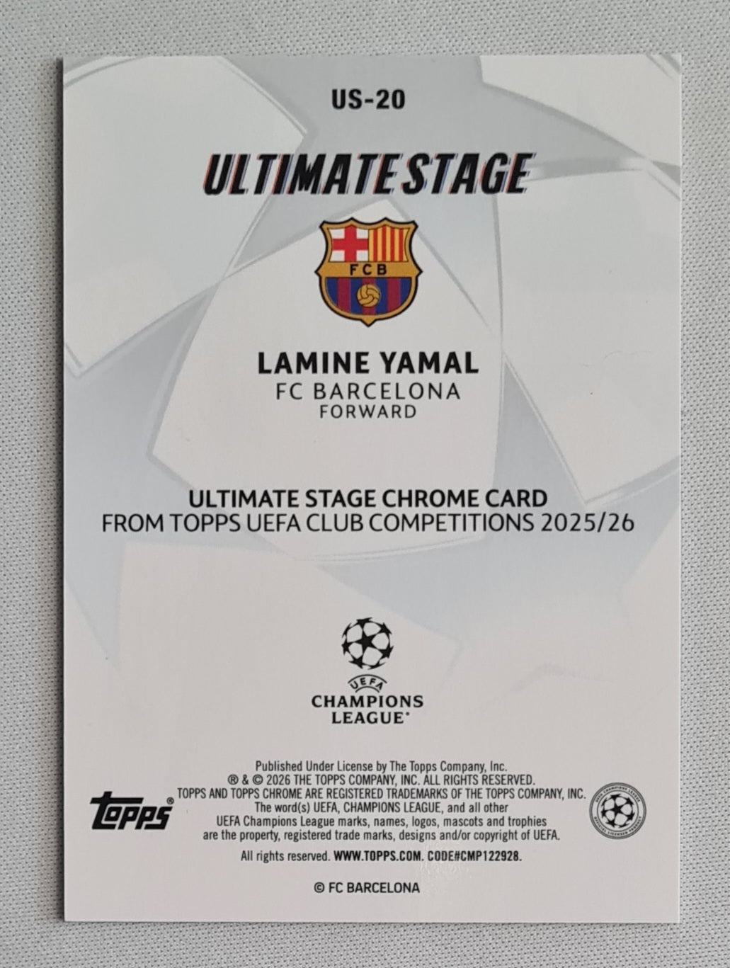 Lamine Yamal - 2025/26 Topps UCC Chrome Ultimate Stage #US-20 FC Barcelona
