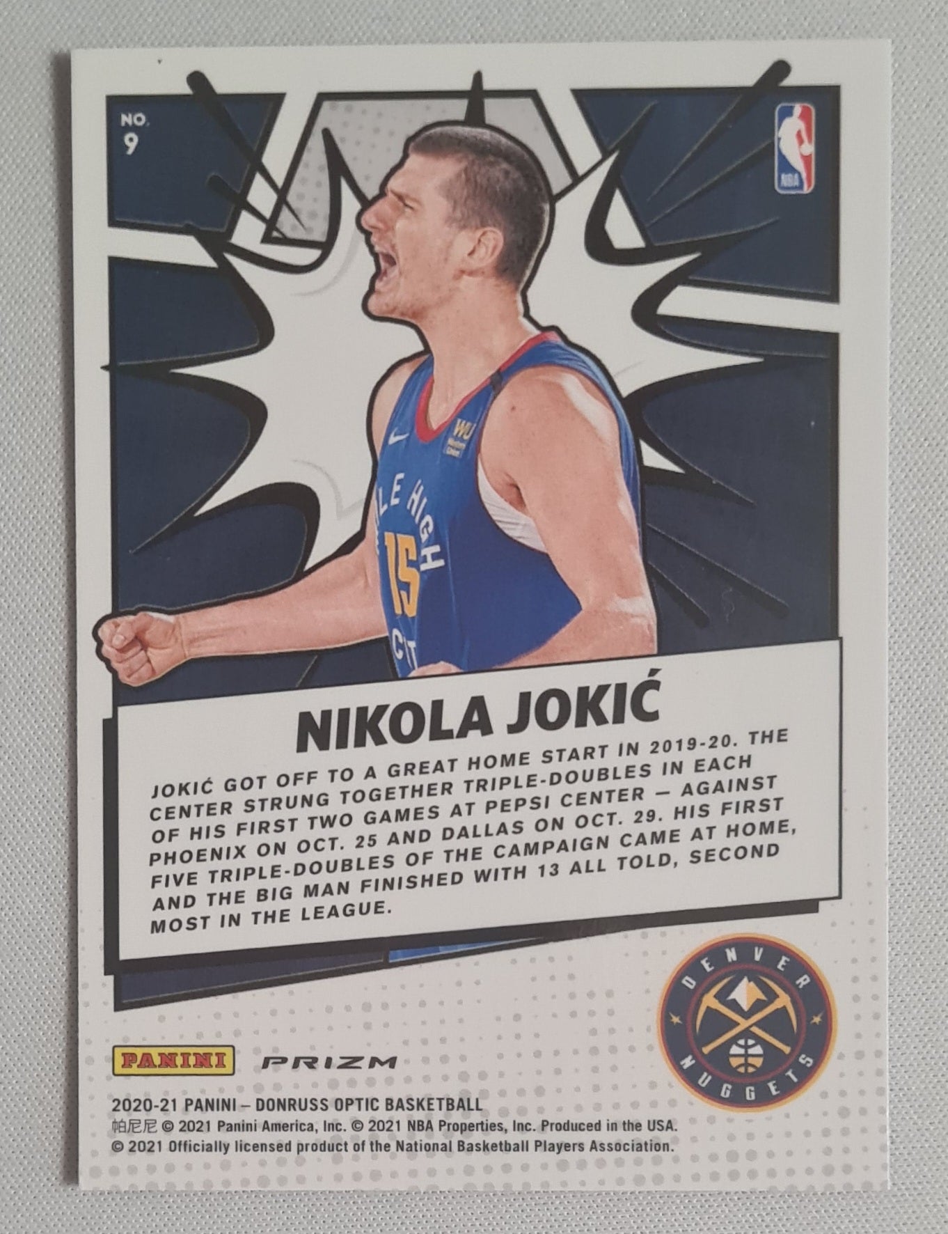 Nikola Jokic - 2020/21 Panini Donruss Optic My House Purple Prizm #9 Denver Nuggets