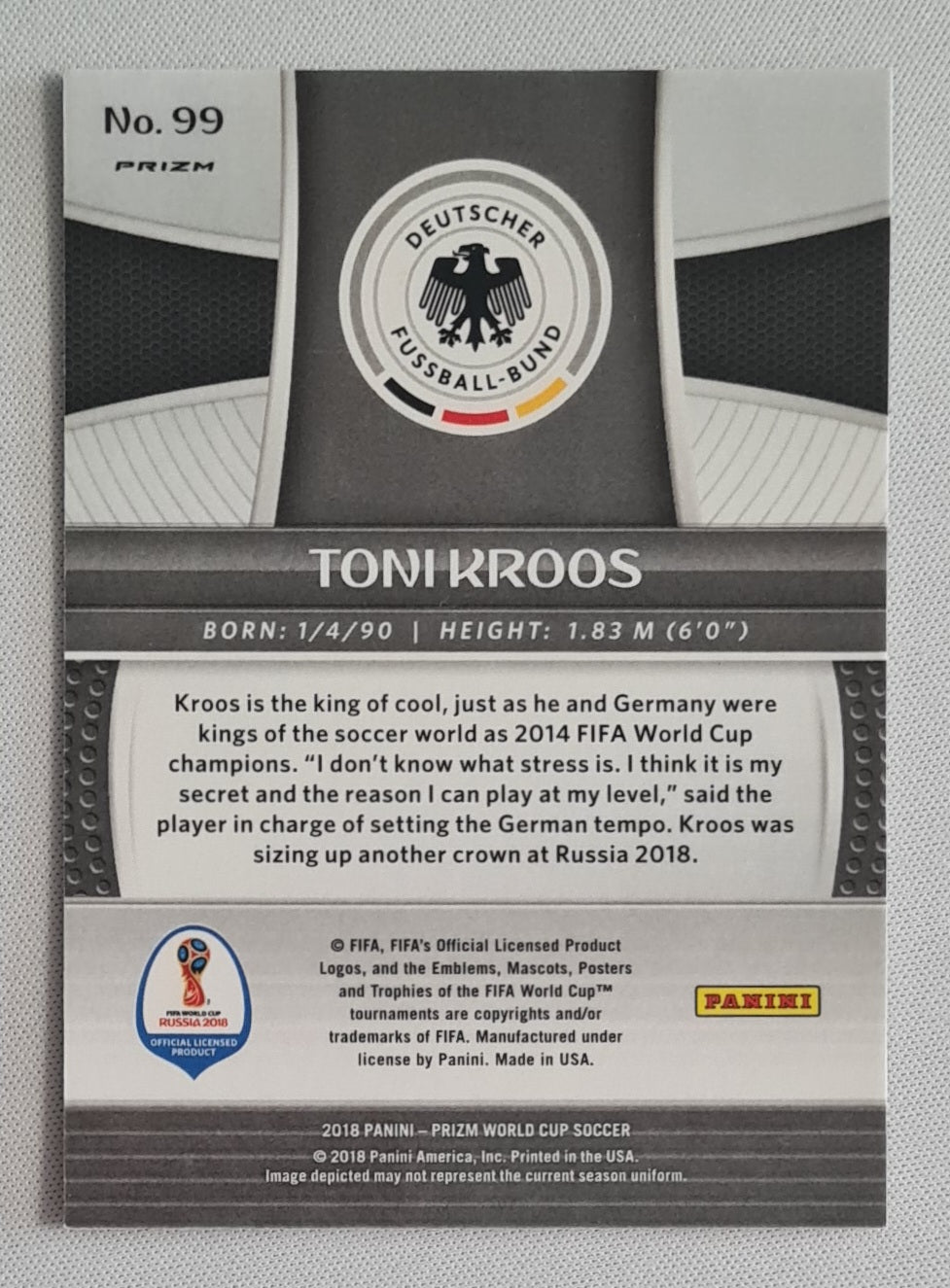 Toni Kroos - 2018 Panini Prizm Soccer World Cup Orange Green Prizm #99 Germany