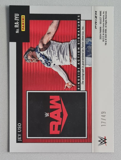 Jey Uso - 2024 Panini Select Ringside Action Signatures Blue Prizm /49 #RA-JYU