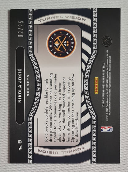 Nikola Jokic - 2022/23 Panini Obsidian Green Tunnel Vision /25 #9 Denver Nuggets