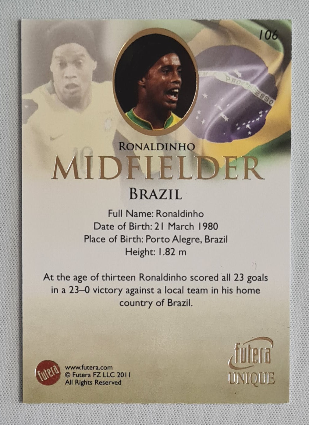 Ronaldinho - 2011 Futera Midfielder Brazil #106