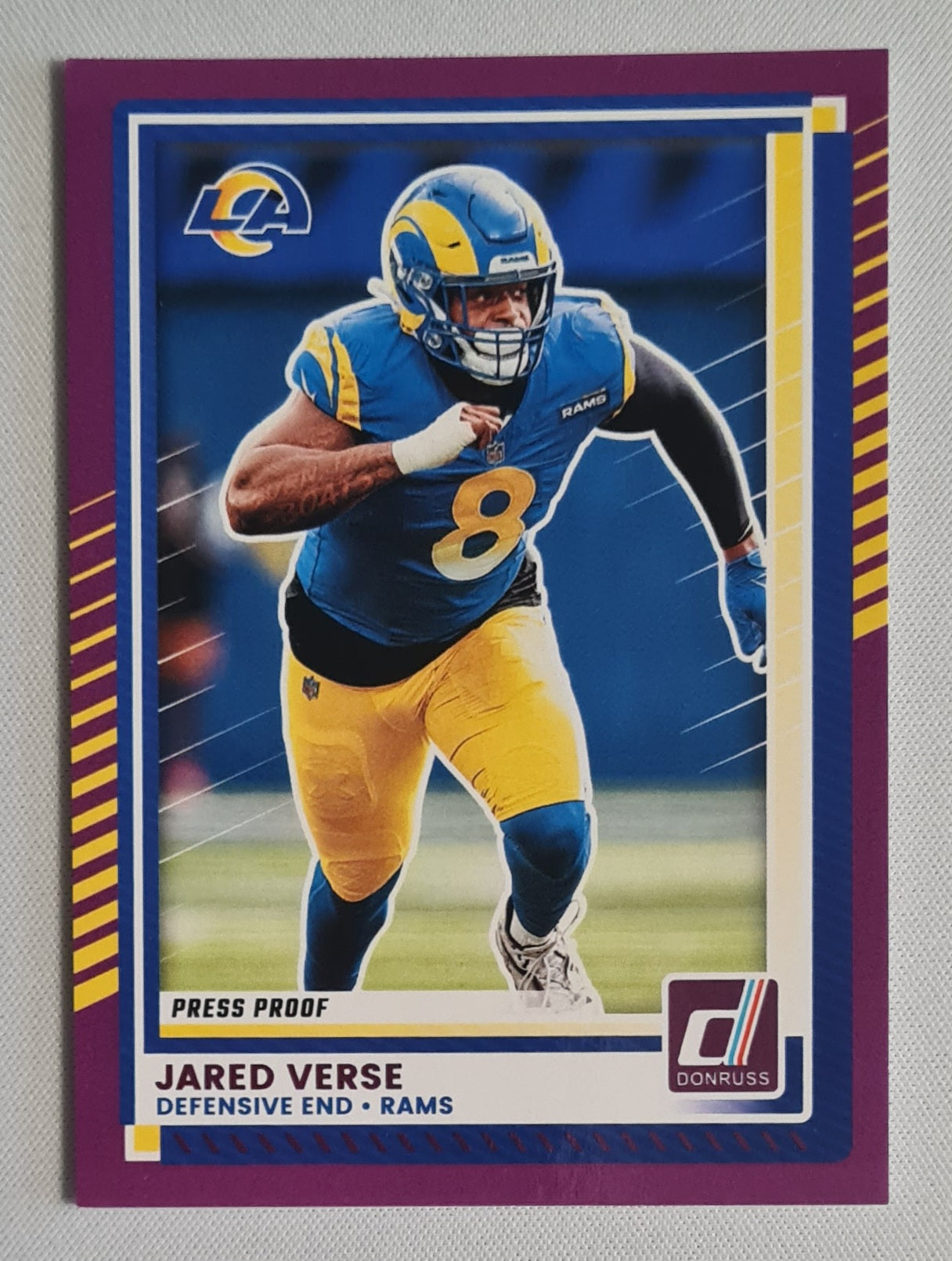 Jared Verse - 2025 Panini Donruss Football Purple Press Proof #120 Los Angeles Rams