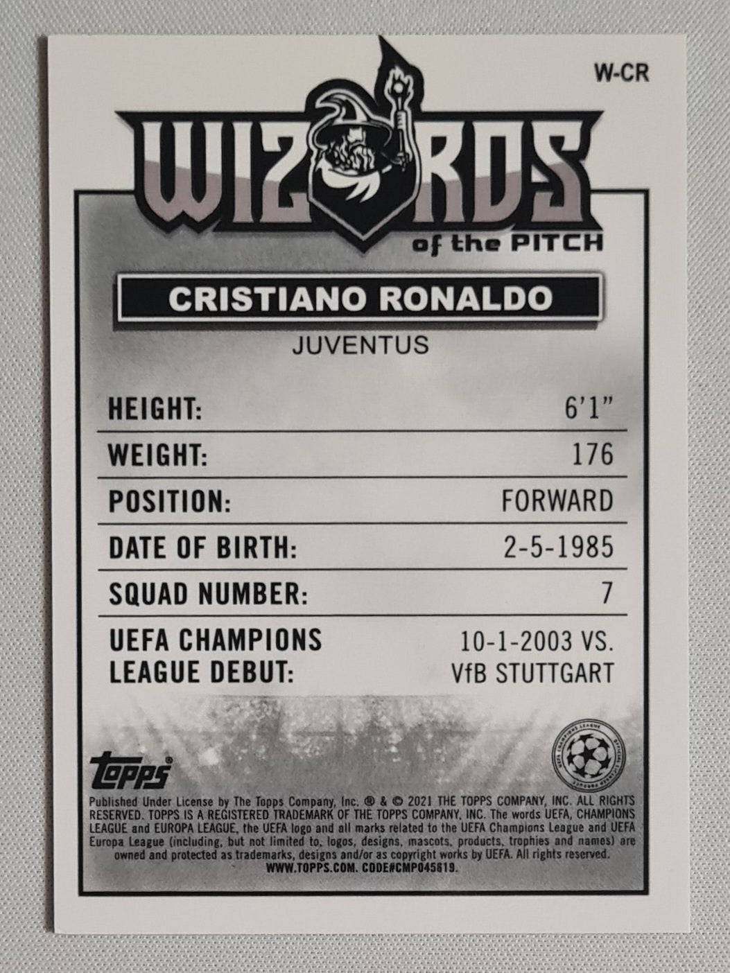 Cristiano Ronaldo - 2020/21 Topps Merlin Wizards of the Pitch #W-CR Juventus
