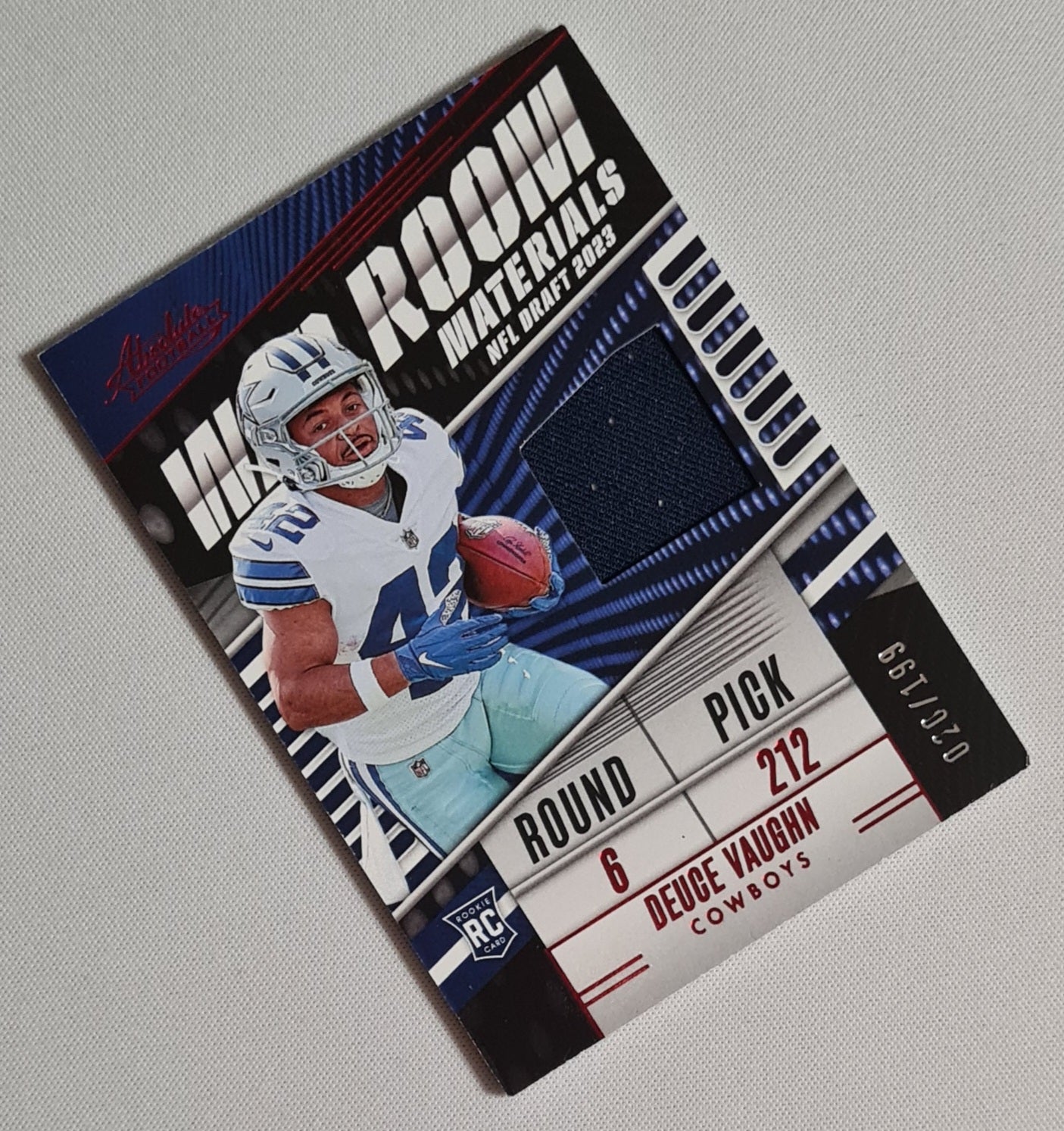 Deuce Vaughn - 2023 Panini Absolute Football War Room Materials Patch /199 #WR-DV Dallas Cowboys