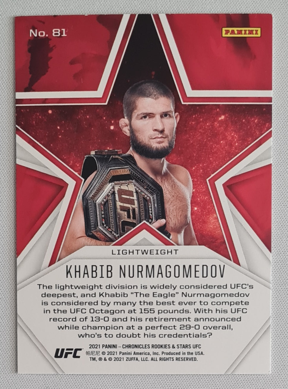 Khabib Nurmagomedov - 2021 Panini Chronicles Rookies & Stars UFC Champ #81