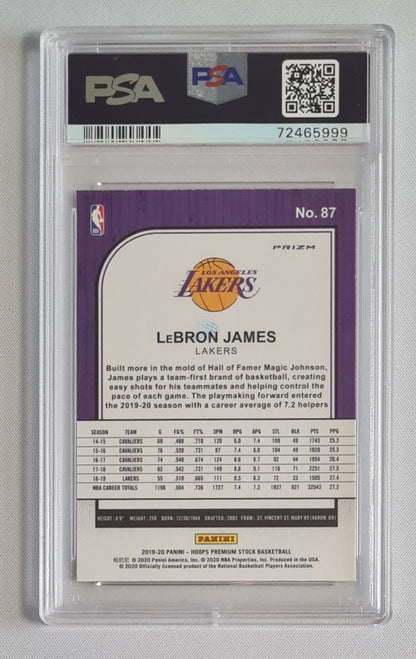 LeBron James - 2019 Panini Hoops Premium Stock Red Cracked Ice PSA 10 #87 Los Angeles Lakers