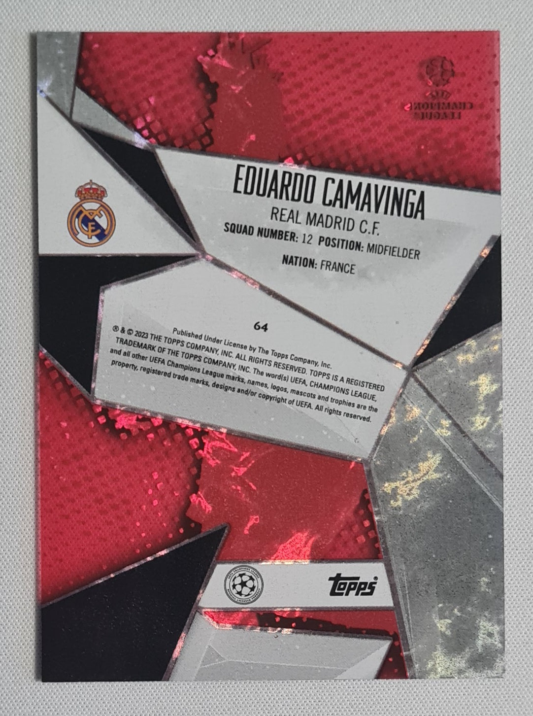 Eduardo Camavinga - 2022/23 Topps Crystal Premium Red /5 #64 Real Madrid CF