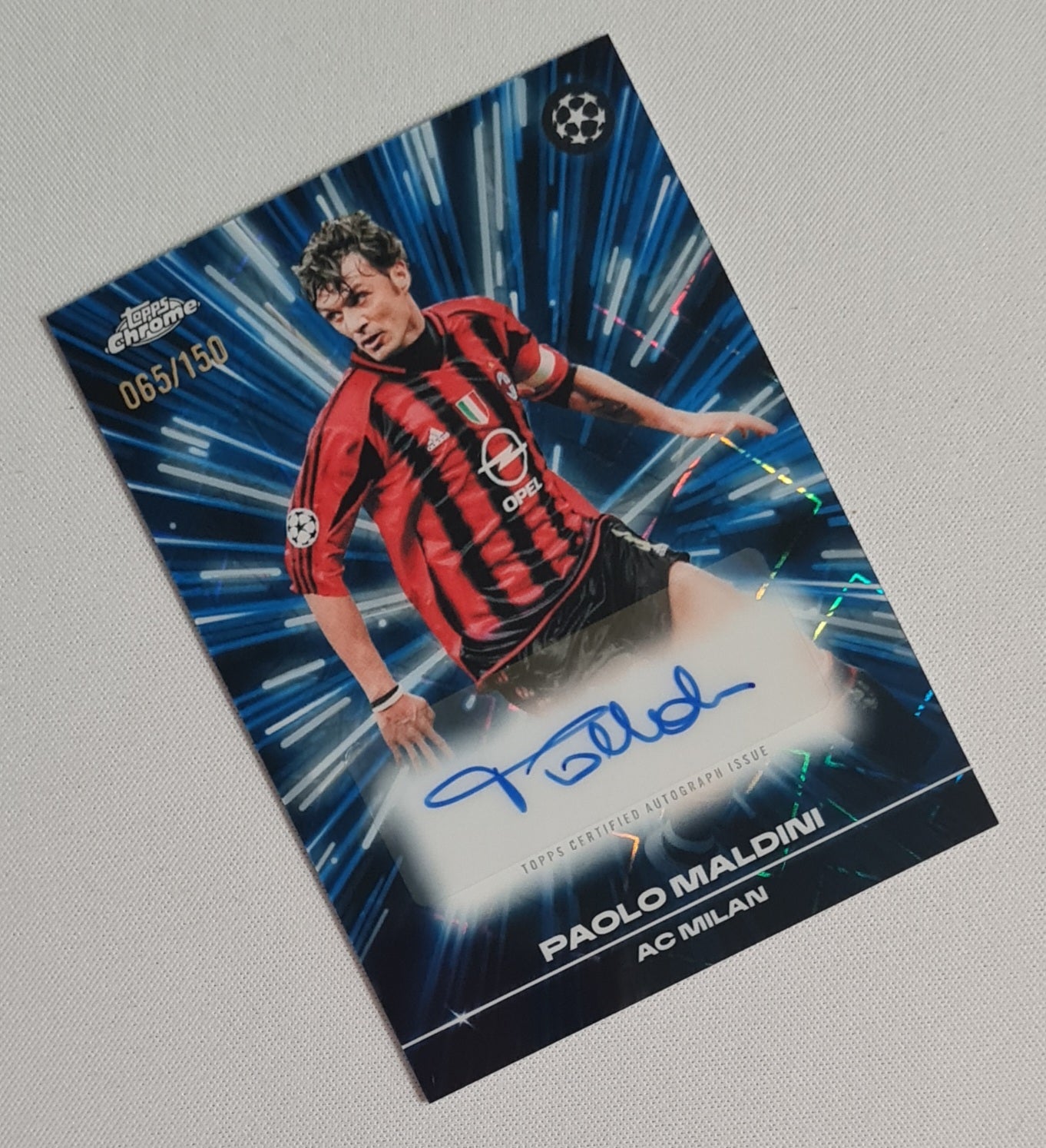 Paolo Maldini - 2025/26 Topps Chrome UCC Black Lazer Auto /150 #BLA-PM AC Milan